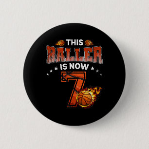 7th Birthday Boys Bysketbyll Player Gifts 7 Years 2 Inch Round Button