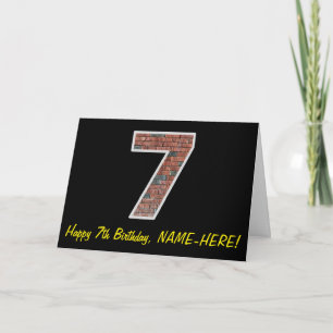 7th Birthday - Brick Wall Pattern "7" w/ Name Card