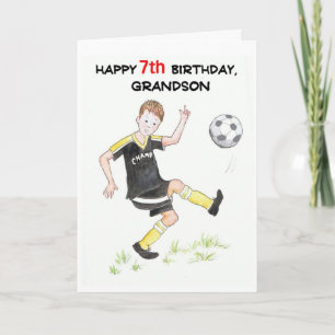 7th Birthday Card for a Grandson - Footballer