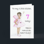 7th Birthday Card for a Little Sister<br><div class="desc">A 7th Birthday Card for a Little Sister,  with a black fairy in a pink dress,  from a watercolour illustration by Judy Adamson. Please feel free to customise the inside message and contact me through my store if you would like changes to the front cover.</div>