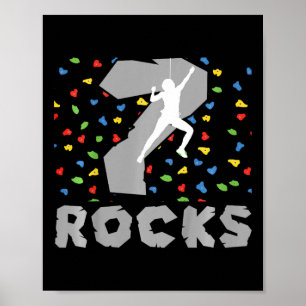 7th Birthday Climbing Seven Year Old Rock Climber  Poster