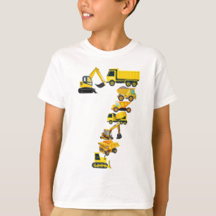 7th Birthday Construction Truck 7 Year Old Boy Kid T-Shirt