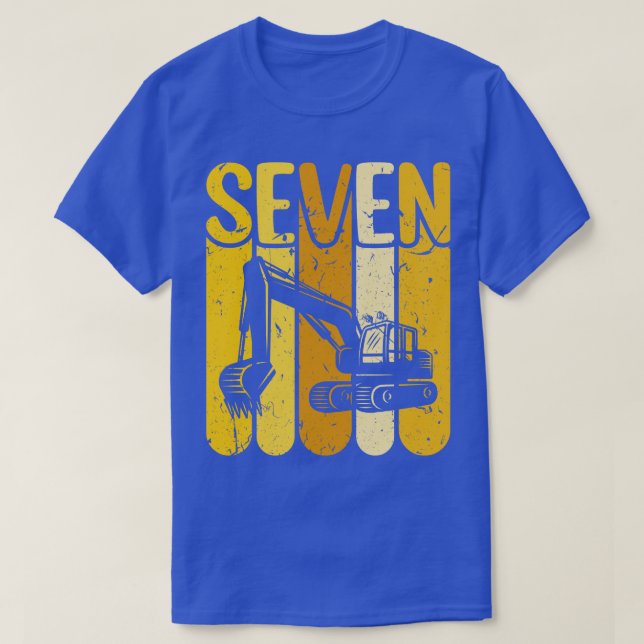 7th Birthday Construction Truck Boys Excavator T-Shirt (Design Front)