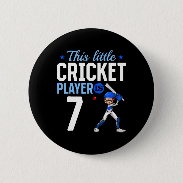 7th Birthday Cricket Player  2 Inch Round Button (Front)