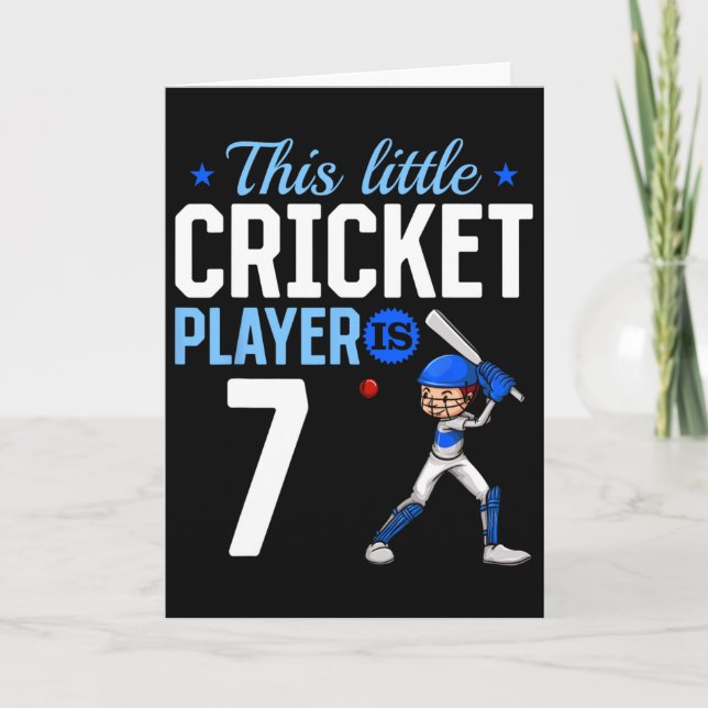 7th Birthday Cricket Player  Card (Front)