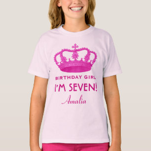 7th Birthday Custom Name Crown Gift Idea V02 T-Shirt