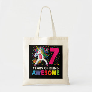 7th Birthday Dabbing Unicorn Party Gift 7 Years Ol Tote Bag