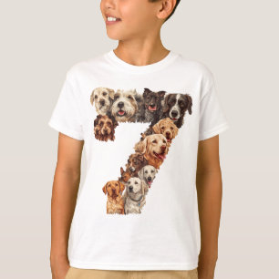 7th Birthday Dog Puppy Themed 7 Years Old Kids Boy T-Shirt