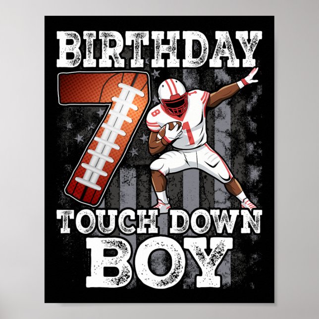 7th Birthday Football Boy - 7 Years Old Kid Footba Poster (Front)
