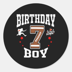 7th Birthday Football Boy Shirt - 7 Years Old Kid Classic Round Sticker