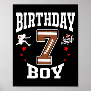 7th Birthday Football Boy Shirt - 7 Years Old Kid Poster