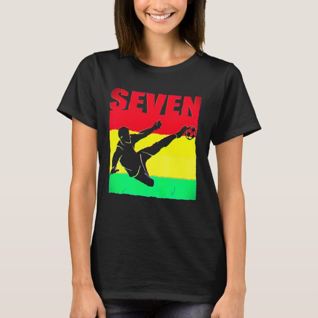 7th Birthday For Boys Girl 7 Year Old Football Soc T-Shirt (Front)