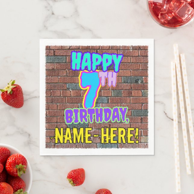 7th Birthday ~ Fun, Urban Graffiti Inspired Look Napkin (Insitu)