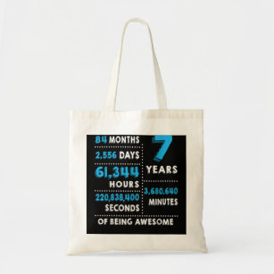 7th Birthday Gift 7 Years Old Being Awesome Tee Tote Bag