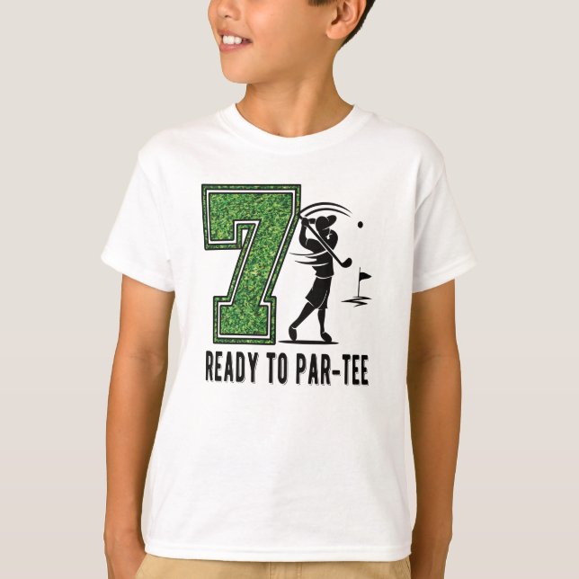 7th Birthday Gift Golf Player 7 Year Old Boy T-Shirt (Front)