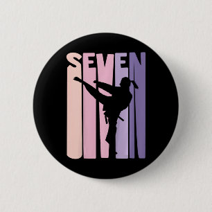 7th Birthday Gift Karate Retro Taekwondo Martial A 2 Inch Round Button