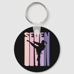7th Birthday Gift Karate Retro Taekwondo Martial A Keychain