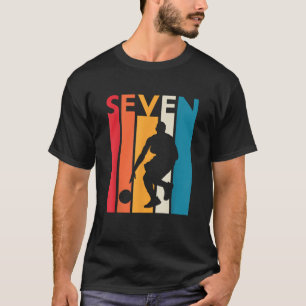 7th Birthday Gift Seven Vintage Basketball 7 Year T-Shirt