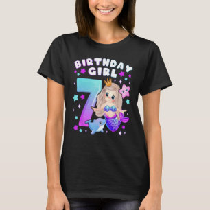 7th Birthday, Girl 7 Years, Mermaid, Number 7 T-Shirt
