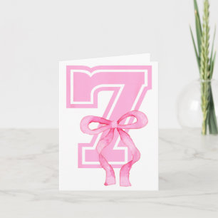 7th Birthday Girl Coquette Nk Bows Seven Years Old Card