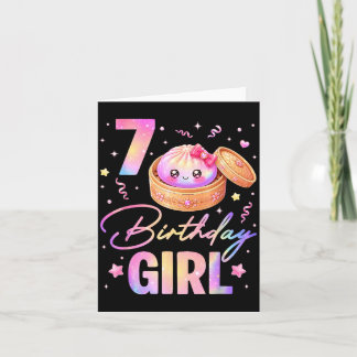 7th Birthday Girl Cute Dumpling Kawaii Anime 7 Card