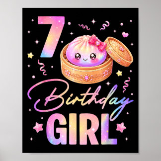 7th Birthday Girl Cute Dumpling Kawaii Anime 7 Poster