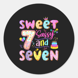 7th Birthday Girl Donut Sweet Sy And Seven Birthda Classic Round Sticker