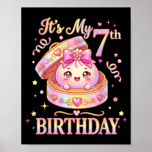 7th Birthday Girl Dumpling Kawaii Anime 7 Year Old Poster