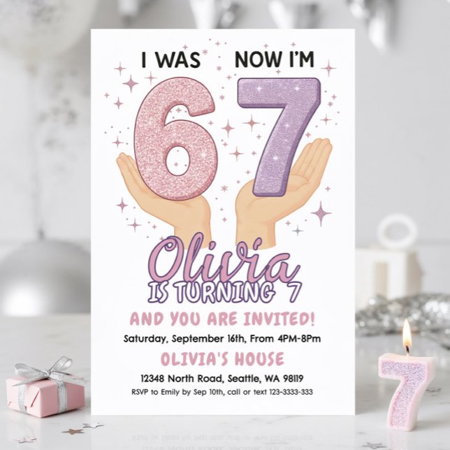 7th Birthday Girl Invitation (Créateur téléchargé)