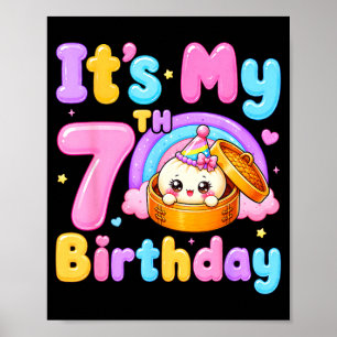 7th birthday girl kawaii dumpling anime birthday poster