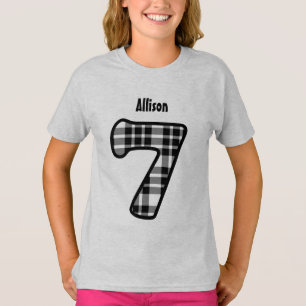 7th Birthday Girl PLAID Seven Year Custom V01 T-Shirt
