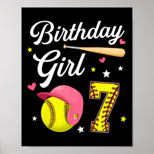 7th Birthday Girl Softll Seventh Bday 7 Yrs Seven Poster