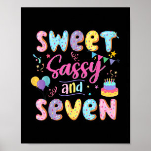 7th Birthday Girl Sweet Sassy And Seven Donut 7 Ye Poster