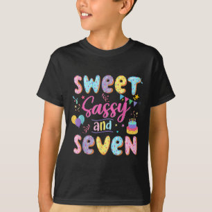 7th Birthday Girl Sweet Sassy And Seven Doughnut 7 T-Shirt