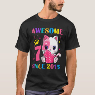 7th Birthday Girls 7 Years Old Awesome Since 2015  T-Shirt