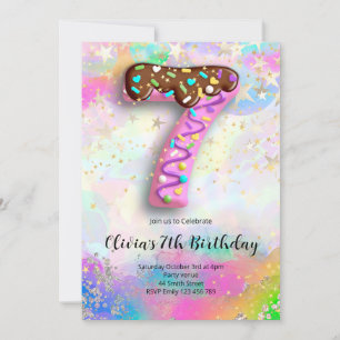 7th Birthday Girls Invitation