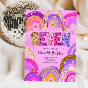 7th Birthday Girls Party Invitation