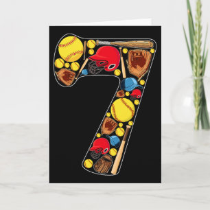 7th Birthday Girls Softll Theme 7 Year Old Birthda Card