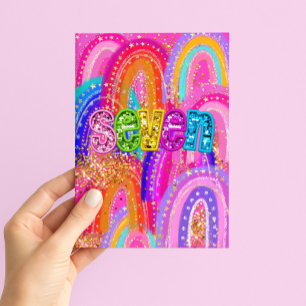 7th Birthday Happy Birthday Girls Card