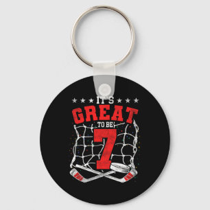 7th Birthday Hockey Lovers It's Great To Be 7 Year Keychain