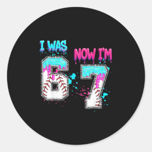 7th Birthday I Was 6 Now I'm 7 Baseball Ice Cream  Classic Round Sticker