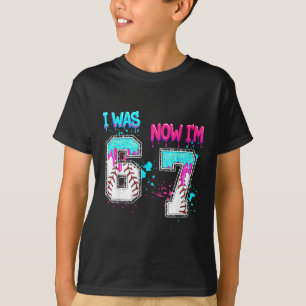 7th Birthday I Was 6 Now I'm 7 Baseball Ice Cream T-Shirt