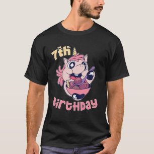 7Th Birthday Ice Cream Unicorn Party Theme T-Shirt