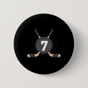 7th Birthday Ice Hockey 7 Years Old Themed Birthda 2 Inch Round Button