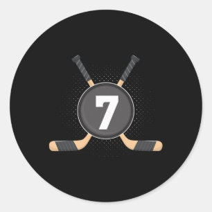 7th Birthday Ice Hockey 7 Years Old Themed Birthda Classic Round Sticker