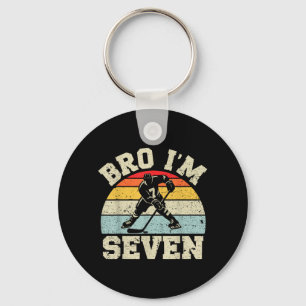 7th Birthday Ice Hockey Boy 7 Year Old Hockey Keychain