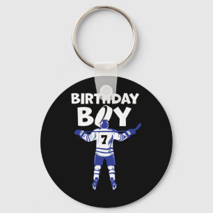 7th Birthday Ice Hockey Boy 7 Year Old Hockey Play Keychain