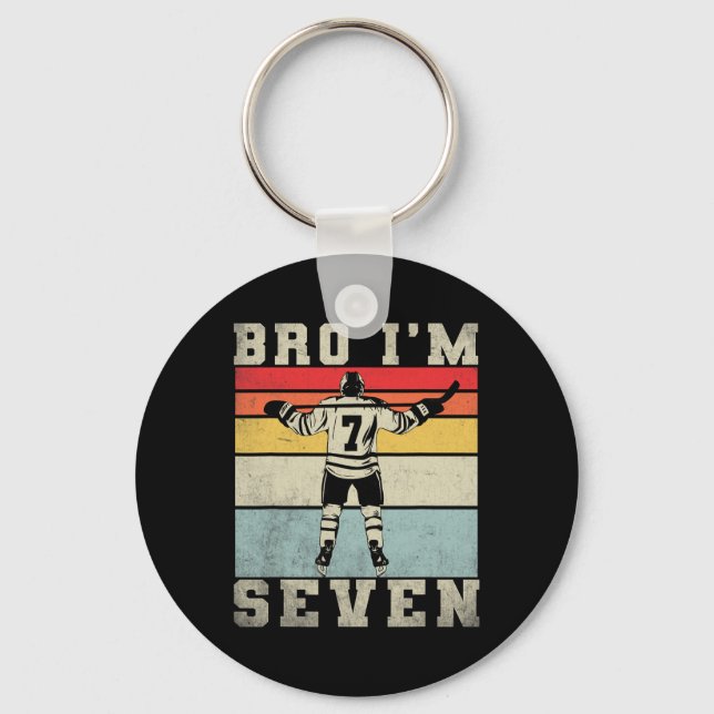 7th Birthday Ice Hockey Boy 7 Year Old Hockey Play Keychain (Front)