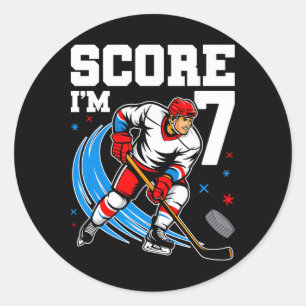 7th Birthday Ice Hockey Boy Seven Year Old Ice Hoc Classic Round Sticker