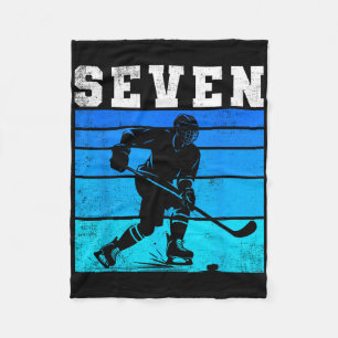 7th Birthday Ice Hockey Boys Seven Hockey Birthday Fleece Blanket